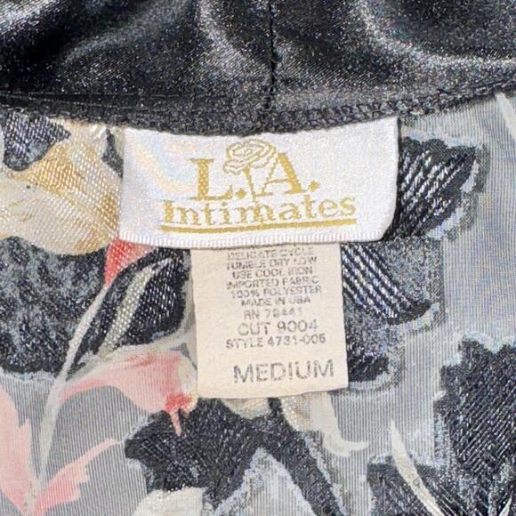 VTG 70’s L.A. Intimates Floral Satin Brocade Kimono Robe - M - Picture 3 of 7